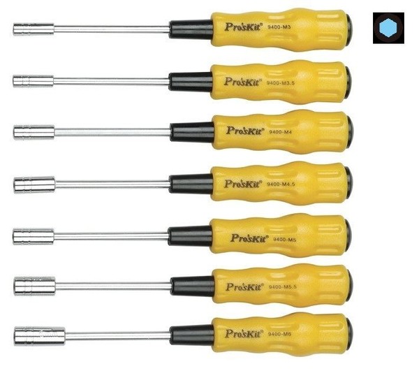 Pro'skit 1PK-9402 Elektronisches Sechskant-Muttern-Schraubendreher-Set, 7-Tlg.-image