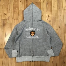 BAPE Milo logo full zip hoodie a bathing ape NIGO Gray Size M