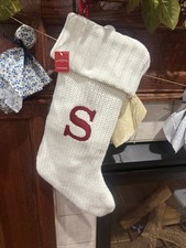 Target Wondershop Letter Initial S Monogram 19" White Knit Holiday Stocking NEW