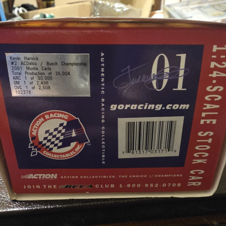 Carro de metal fundido Kevin Harvick Elite #2 ACDelco Chrome 2001 escala 1/24 AUTOGRAFADO - Imagem 2 de 2