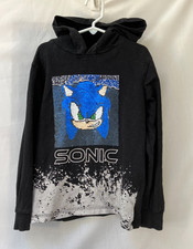Next Sonic The Hedgehog Sequin Hooded Top  - Age 7/8 / 122cm  - Black