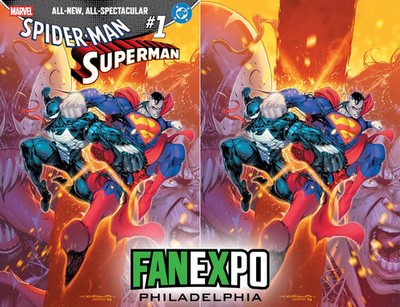 MARVEL/DC: SPIDER-MAN/SUPERMAN #1 IBAN COELLO FANEXPO PHILLY EXCLUSIVE SET