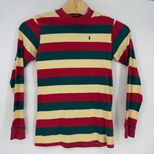 Vintage Polo Ralph Lauren Striped Long Sleeve Shirt XL Red Green Cream USA Made