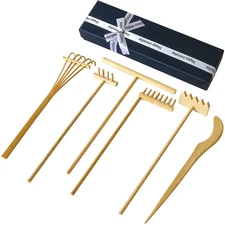 Mini Zen Garden Rake Set 6PCS - Premium Natural Bamboo Sand Rakes with Gift B...