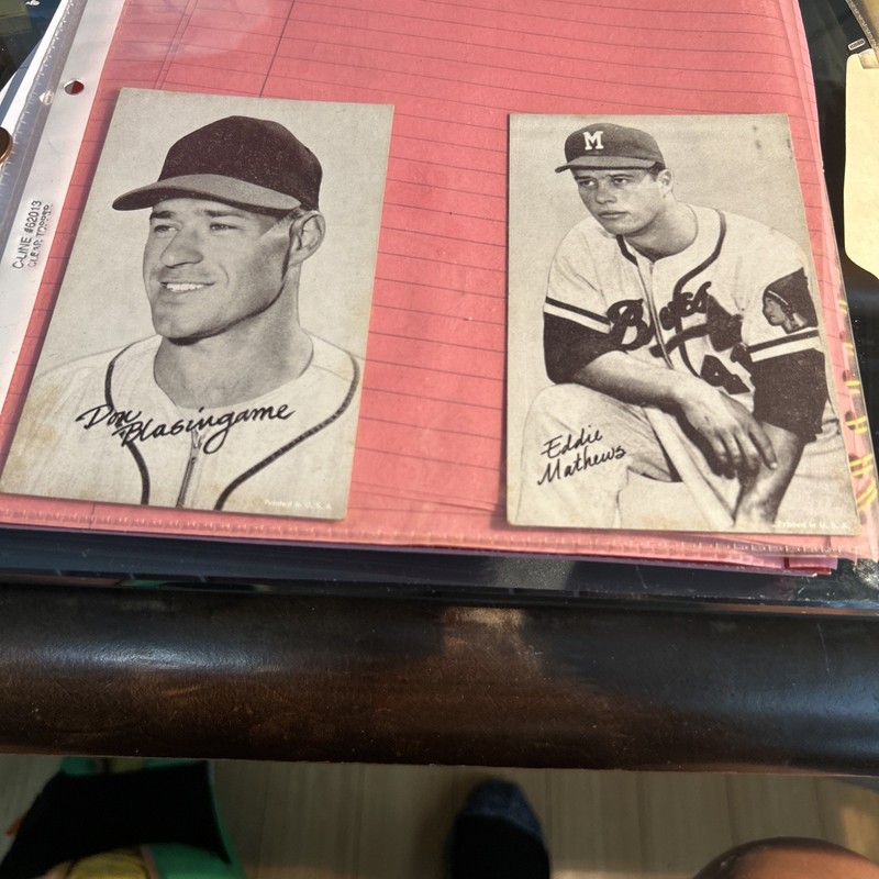 Vintage 1947-66 Baseball Exhibit Card Lot Of 2 Don Blasingame And Eddie Mathews