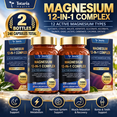 Totaria 12-in-1 Magnesium Complex 700mg Vegan Capsules 2 Pack