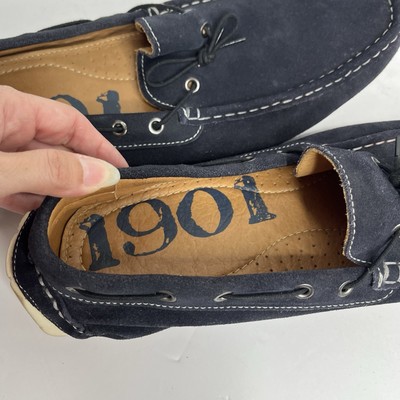 1901 Shoes Mens Driving Loafers Navy Leather Square Toe  display picture 2