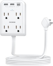 "Modern Electrical Outlet Extender with 3 USB Ports  Surge Protection 6 FT "