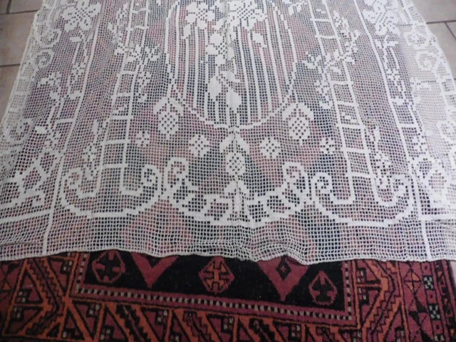 ANCIEN RIDEAU PANNEAU EN FILET COTON "ARCADE"180X180 CM"1900" - Photo 3/4
