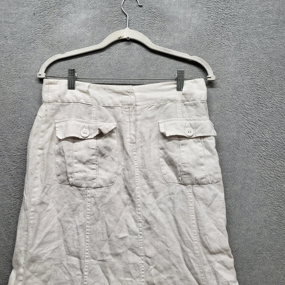 Falda Willi Smith Mujer 6 Blanco Lino Bolsillos Carga Botón Foto 4 de 4