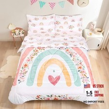 Toddler Bedding Sets Size for Girls, Rainbow Toddler Crib Twin Floral  Rainbow