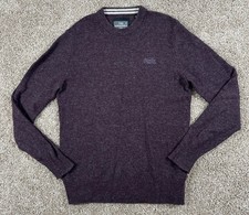 Superdry Jumper Lambswool Sweater Men s Size Large Heathered Maroon Stretch Warm