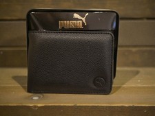 NEW WBOX MENS PUMA BLACK LEATHER BIFOLD WALLET FLIP PASS CASE ID CREDIT CARD