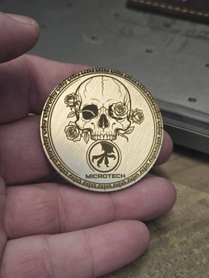 Microtech  Knife  Coin With Leather Slip Cutom Laser Engraved  High Qualit