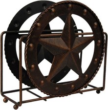 Rustic Brown Napkin Holder Stand Texas Metal Star Star Home Decor Desktop Org...