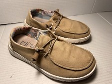 Hey Dude Wendy Cordwood Slip-On Stretch Canvas Shoes Womens Size 7 Khaki Brown