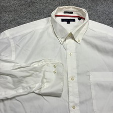 Tommy Hilfiger Dress Shirt Mens 16.5 White Regular Fit Non Iron Button Down