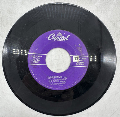 The Four Preps Summertime Lies / Lazy Summer Night Capitol Records F4023 VG/VG+