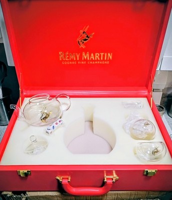 Limited Edition Remy Martin XO Cognac High Tea Set Red Case Tray  and four glass