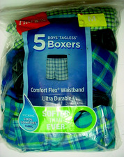 5 Pairs Of Hanes Boys' Tagless Boxers-Size Medium-In Unopened Bag