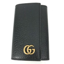 GUCCI 435305 GG Marmont 6-Ring key with key ring Key Case Leather Black/Gold