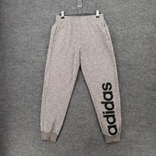 Adidas Jogger Kids Boys L Large Gray Sweatpants Tapered Leg Pull On Athletic
