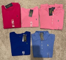 5 Cotton Polo by Ralph Lauren Pink and Blue Shirts XL for Girls New w/ Tags