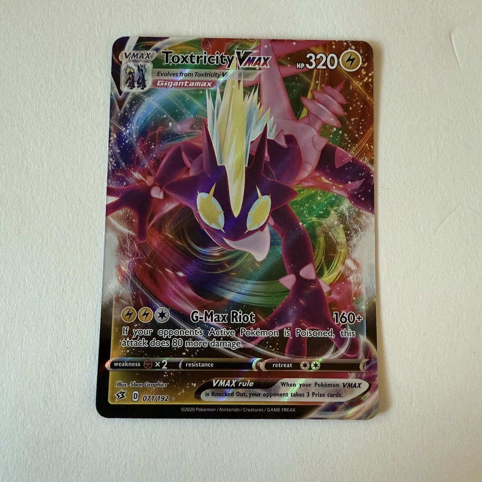 Toxtricity VMAX 071/192 Ultra Rare Rebel Clash Pokemon Card - NM Near Mint
