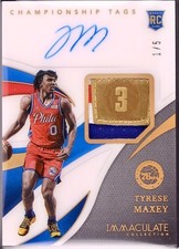Tyrese Maxey 2020 Immaculate Collection Championship Tags Auto Patch Rookie /5