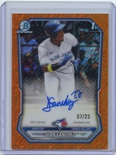 2026 Bowman JUAN SANCHEZ 1st Prospect Chrome AUTO ORANGE SHIMMER REFRACTOR 7/25