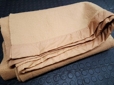 Vintage  Warm Witney Ribbon edge Caramel Blanket  Made In England 241cm X 241 Cm