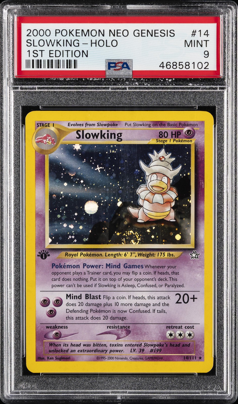 2000 POKEMON NEO GENESIS 1ST ED #14 SLOWKING-HOLO PSA 9