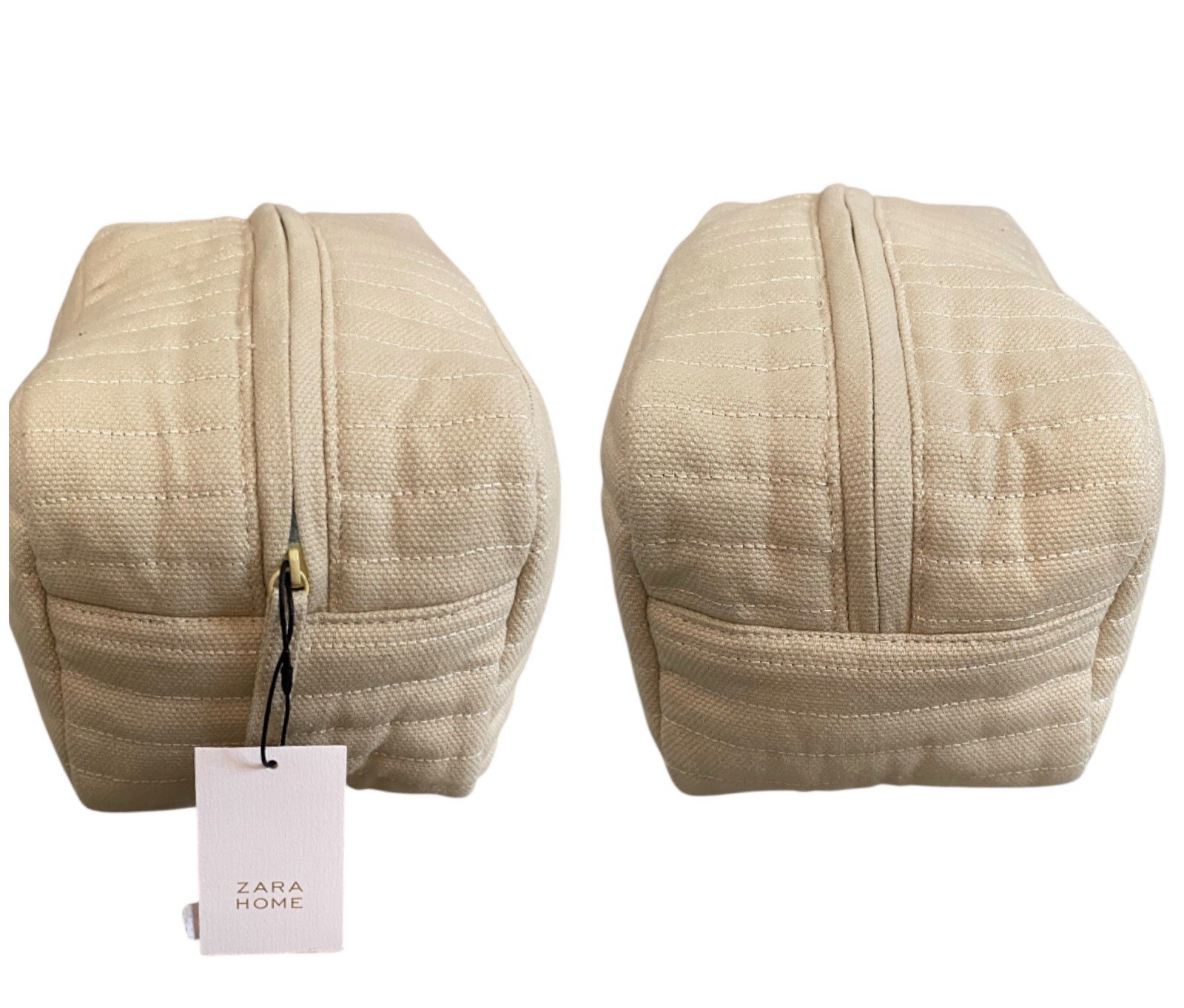 Zara Home Beige Quilted Cosmetic Bag/Toiletry Bag