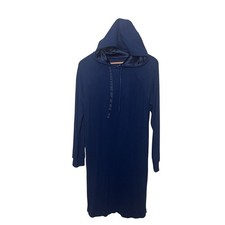 Cozy Earth Blue Rib Knit Bamboo Long Sleeve Hoodie Dress Women’s Sz Small