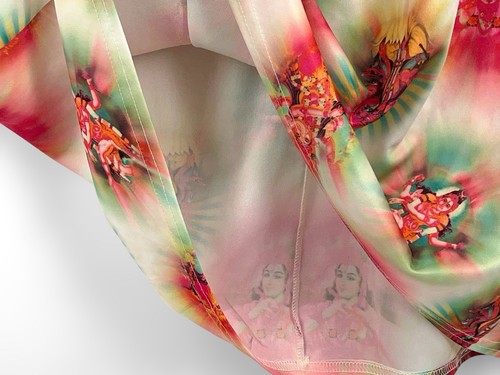Maxi abito anni 90 Tripp Pop Art mod hippie grunge glam rock Durga Kali S/M - Foto 9 di 13
