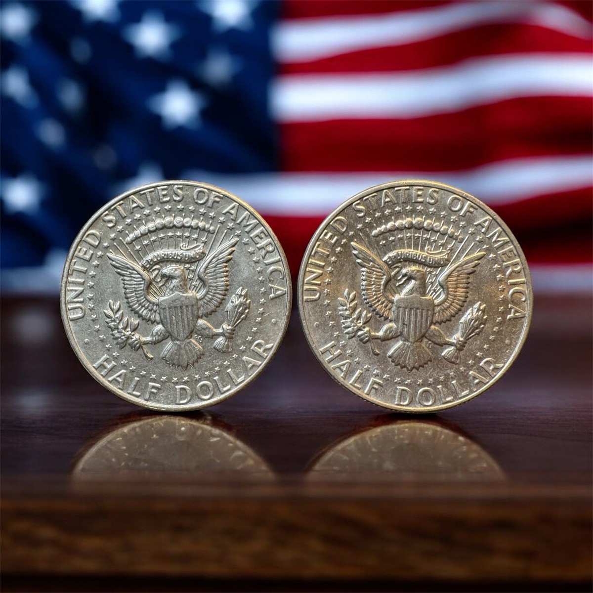 1980 D And 1981 D Kennedy Half Dollar Coins Silver Tone Vintage