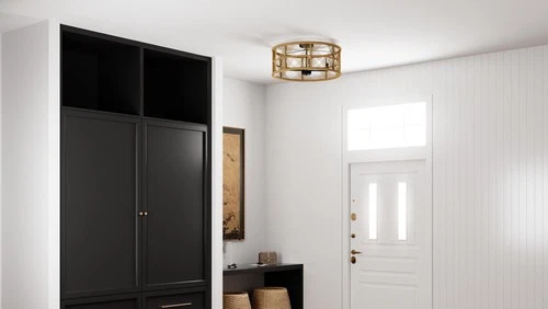 Quoizel AXF1722 Axford 5 Light 22"W Semi-Flush Drum Ceiling - Black - Picture 3 of 12