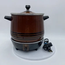 Vtg West Bend #5225 Lazy Day Slo-Cooker, Brown, Tested Works