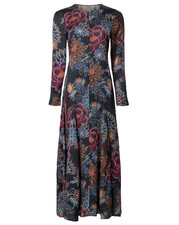 FARM Rio Blue Floral Maxi 70s Style Long Sleeve Whimsigoth Dress - Women’s M
