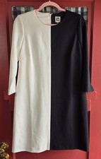 Anne Klein Women's Black Cream Color Block Long Sleeve Midi Dress Size 2 NWT