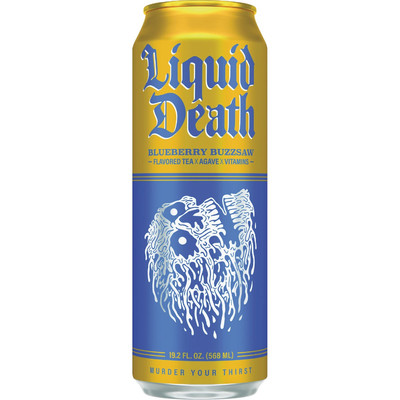Liquid Death 19.2 Oz. Blueberry Buzzsaw Tea 1700068 Pack of 12 Liquid Death