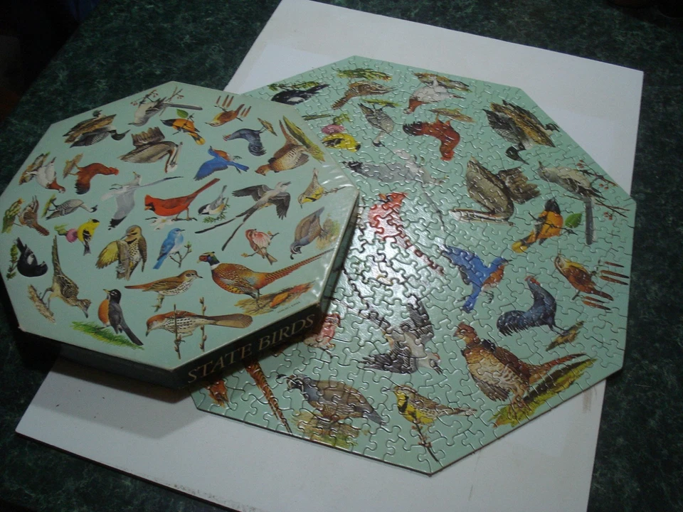Vintage 1973 Springbok Octagon Puzzle STATE BIRDS 400PZL8036 20 3/8 in LQQK! - Image 2 of 4
