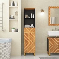 Badschrank Badezimmerschrank Standschrank Braun Schwarz Massivholz Mango Vidaxl