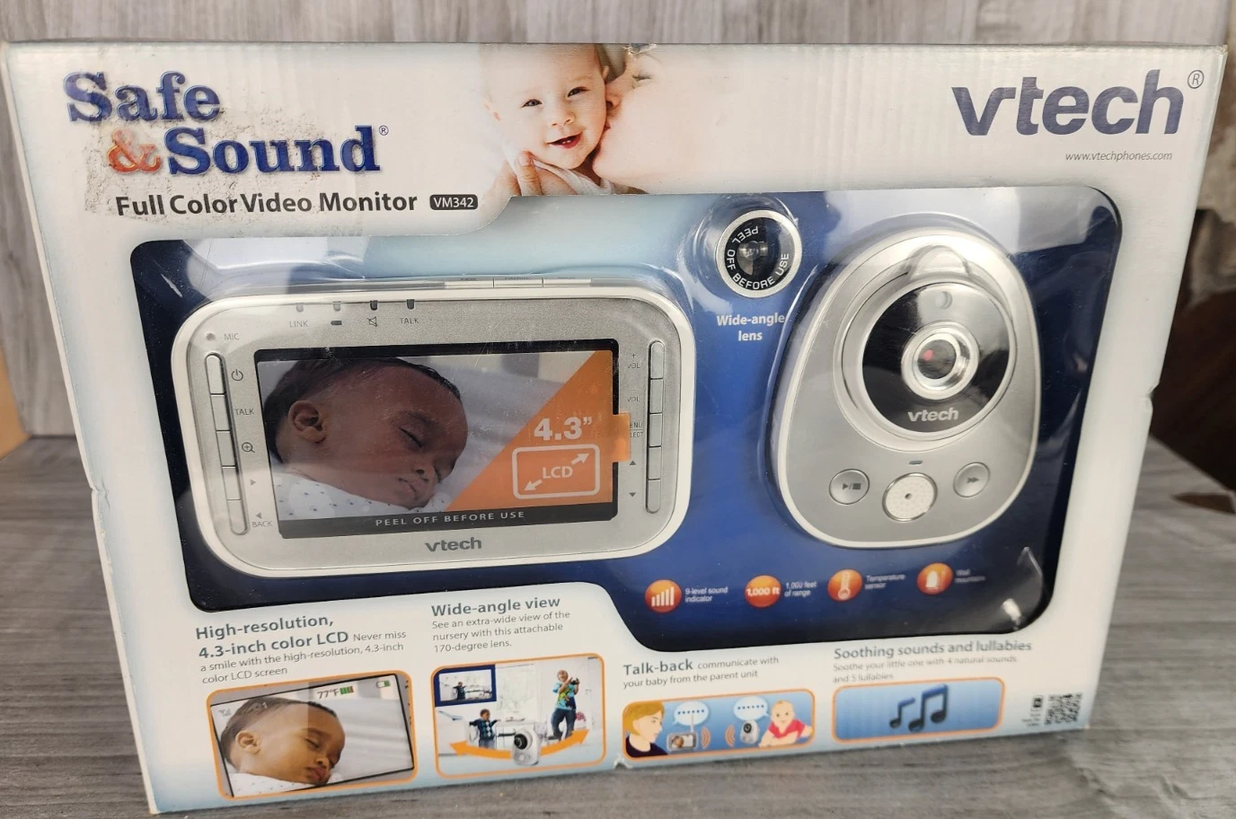 VTech VM342 Safe Sound Video Baby Monitor New Sealed 4.3" Screen Wide Angle Lens
