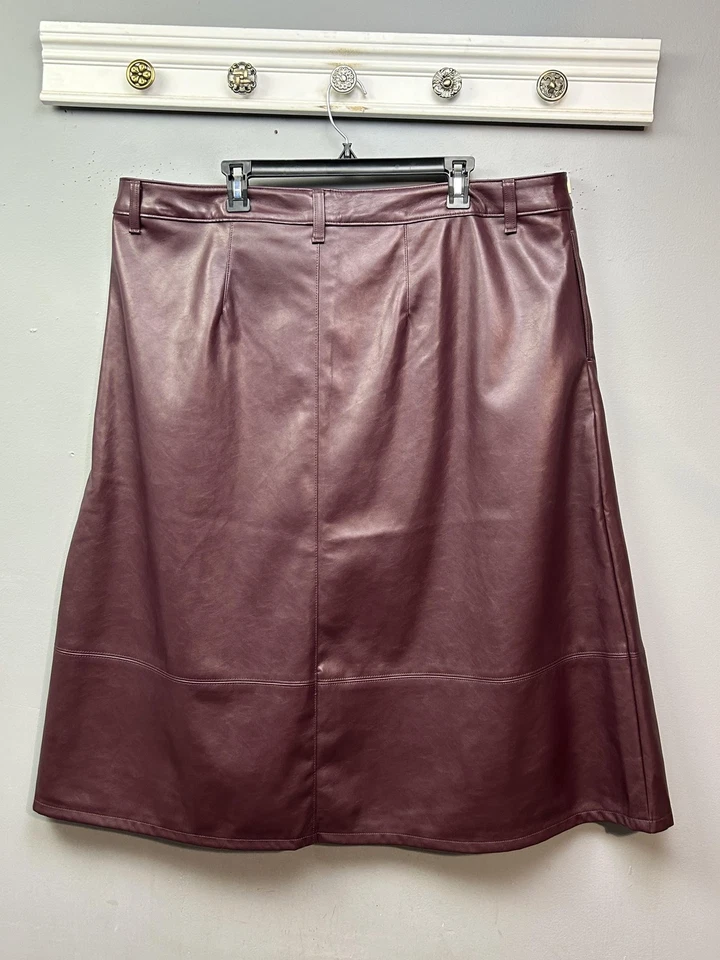 Falda Terra & Sky Mujer 20W Piel Sintética Ciruela Más Oscura Línea A Plus Midi Foto 2 de 4