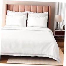 100 Organic Cotton Full/Queen Duvet Cover Set, 3-Piece, Full / Queen White