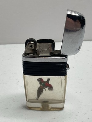 Vintage Scripto VU Lighter Big Bird-Peacock with Black Band MISSING Bottom Plug
