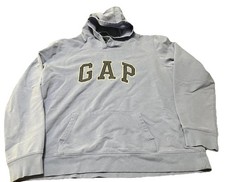 Gap Hoodie Mens Large Blue Pullover Arch Logo Fleece Sweatshirt Kangaroo Pocket