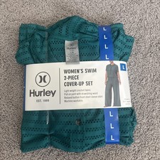 Hurley Swim Cover-Up Set Crochet Lightweight Size Large Teal NWT