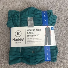 Hurley Swim Cover-Up Set Crochet Lightweight Size Large Teal NWT